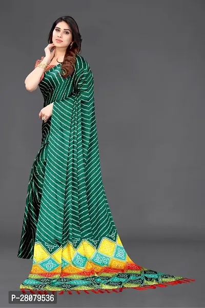 Beautiful Green Chiffon Saree With Blouse Piece For Women-thumb4