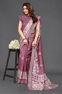 Beautiful Magenta Cotton Blend Saree With Blouse Piece For Women-thumb1