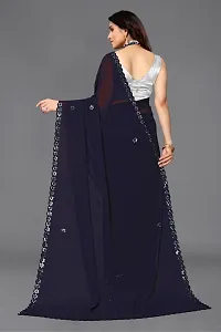 Beautiful Navy Blue Georgette Saree With Blouse Piece For Women-thumb2