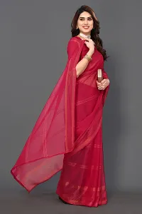 Beautiful Pink Chiffon Saree With Blouse Piece For Women-thumb1