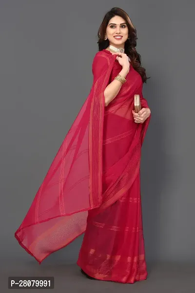 Beautiful Pink Chiffon Saree With Blouse Piece For Women-thumb2