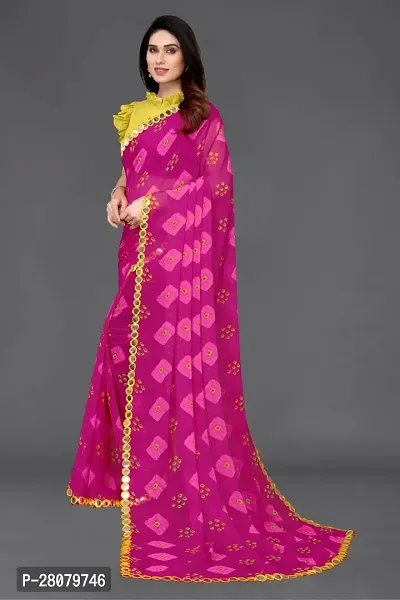 Beautiful Pink Georgette Saree With Blouse Piece For Women-thumb2