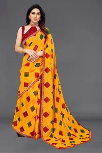 Beautiful Yellow Georgette Saree With Blouse Piece For Women-thumb4