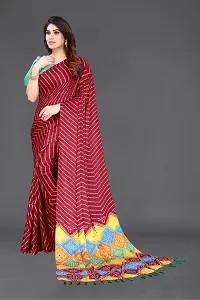 Beautiful Red Chiffon Saree With Blouse Piece For Women-thumb4