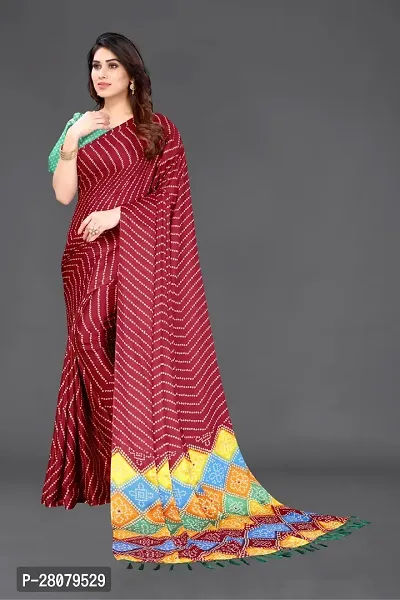 Beautiful Red Chiffon Saree With Blouse Piece For Women-thumb5