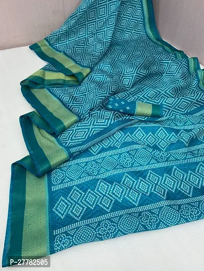 Beautiful Sky Blue Linen Saree With Blouse Piece For Women-thumb0