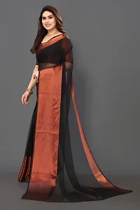 Beautiful Black Chiffon Saree With Blouse Piece For Women-thumb1