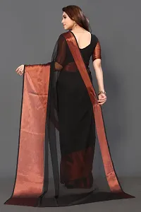 Beautiful Black Chiffon Saree With Blouse Piece For Women-thumb2