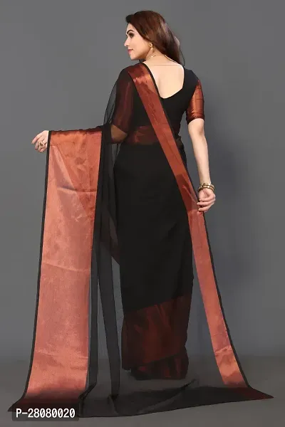 Beautiful Black Chiffon Saree With Blouse Piece For Women-thumb3