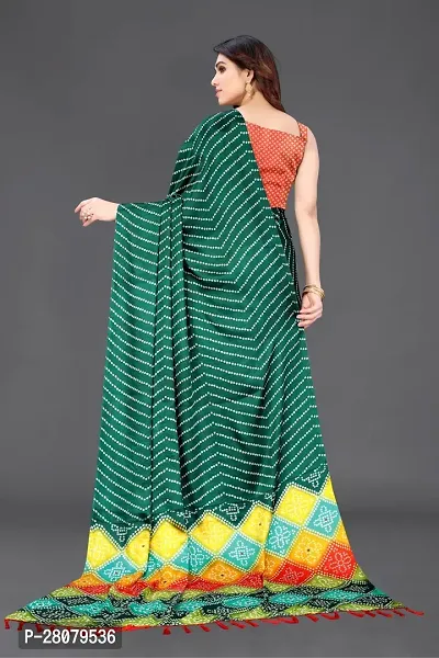 Beautiful Green Chiffon Saree With Blouse Piece For Women-thumb5