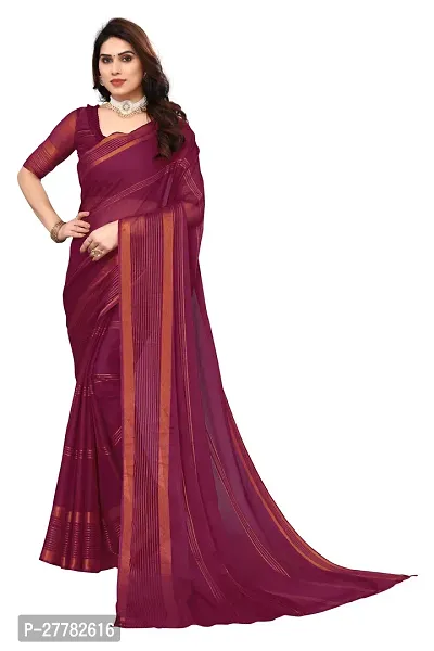 Beautiful Purple Chiffon Saree With Blouse Piece For Women-thumb0