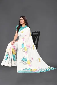 Beautiful White Georgette Saree With Blouse Piece For Women-thumb3