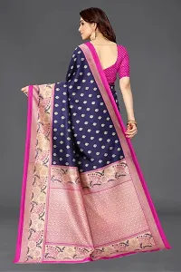 Beautiful Navy Blue Art Silk Saree With Blouse Piece For Women-thumb2