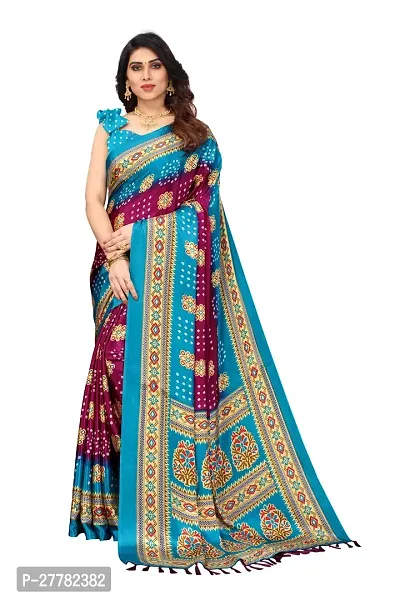 Beautiful Poly Silk Saree With Blouse Piece For Women-thumb0