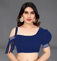 Beautiful Navy Blue Georgette Saree With Blouse Piece For Women-thumb3