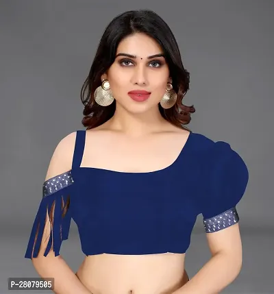 Beautiful Navy Blue Georgette Saree With Blouse Piece For Women-thumb4