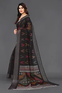 Beautiful Black Linen Saree With Blouse Piece For Women-thumb1