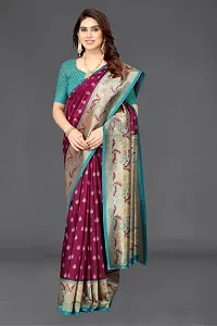 Beautiful Purple Art Silk Saree With Blouse Piece For Women-thumb3