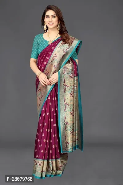 Beautiful Purple Art Silk Saree With Blouse Piece For Women-thumb4