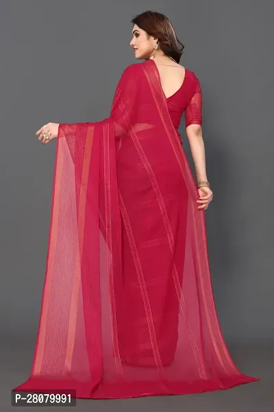 Beautiful Pink Chiffon Saree With Blouse Piece For Women-thumb3