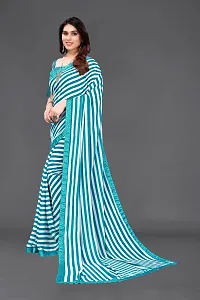 Beautiful Sky Blue Georgette Saree With Blouse Piece For Women-thumb1