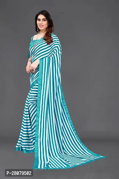 Beautiful Sky Blue Georgette Saree With Blouse Piece For Women-thumb2