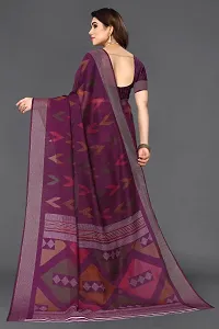 Beautiful Magenta Linen Saree With Blouse Piece For Women-thumb2