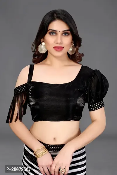 Beautiful Black Georgette Saree With Blouse Piece For Women-thumb5