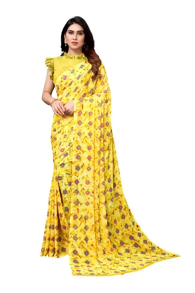 Women Georgette leriya saree with Unstitched Blouse Piecee