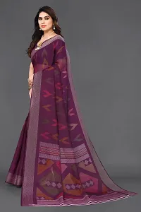 Beautiful Magenta Linen Saree With Blouse Piece For Women-thumb1