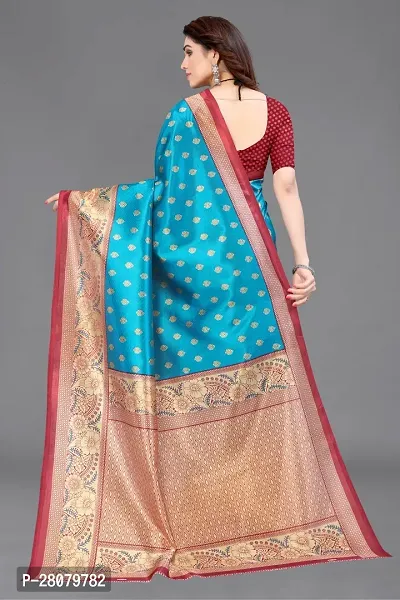 Beautiful Sky Blue Art Silk Saree With Blouse Piece For Women-thumb2