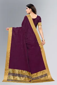 Beautiful Purple Cotton Saree With Blouse Piece For Women-thumb3