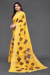 Beautiful Yellow Linen Saree With Blouse Piece For Women-thumb3