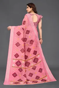 Beautiful Pink Linen Saree With Blouse Piece For Women-thumb2