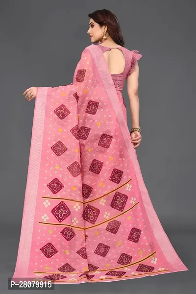 Beautiful Pink Linen Saree With Blouse Piece For Women-thumb3