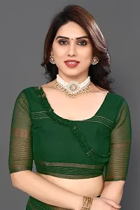 Beautiful Green Chiffon Saree With Blouse Piece For Women-thumb4