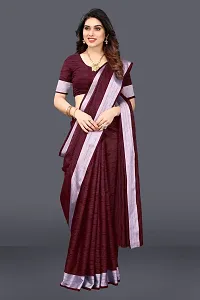 Beautiful Purple Linen Saree With Blouse Piece For Women-thumb2