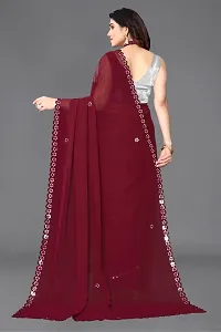 Beautiful Maroon Georgette Saree With Blouse Piece For Women-thumb3