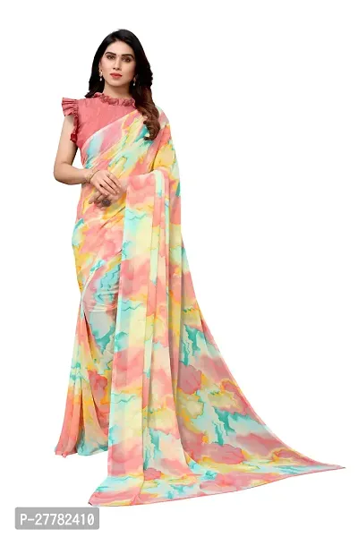 Beautiful Georgette Saree With Blouse Piece For Women-thumb0