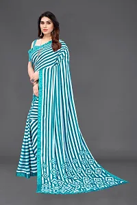 Beautiful Sky Blue Georgette Saree With Blouse Piece For Women-thumb2