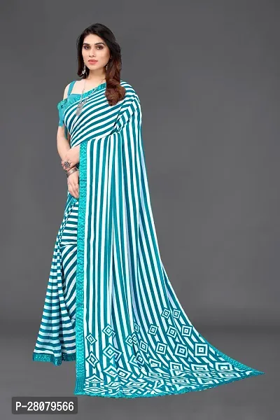 Beautiful Sky Blue Georgette Saree With Blouse Piece For Women-thumb3