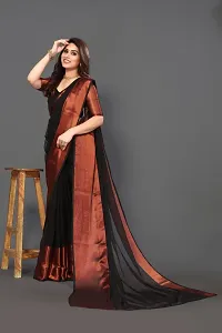 Beautiful Black Chiffon Saree With Blouse Piece For Women-thumb3