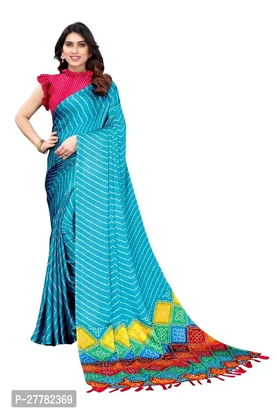 Beautiful Royal Blue Chiffon Saree With Blouse Piece For Women-thumb0