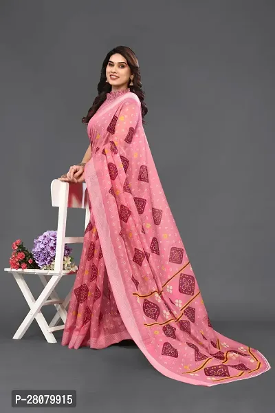 Beautiful Pink Linen Saree With Blouse Piece For Women-thumb2