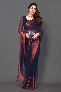 Beautiful Navy Blue Chiffon Saree With Blouse Piece For Women-thumb2