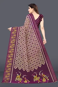 Beautiful Purple Cotton Blend Saree With Blouse Piece For Women-thumb4