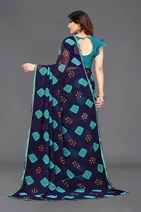 Beautiful Blue Georgette Saree With Blouse Piece For Women-thumb1