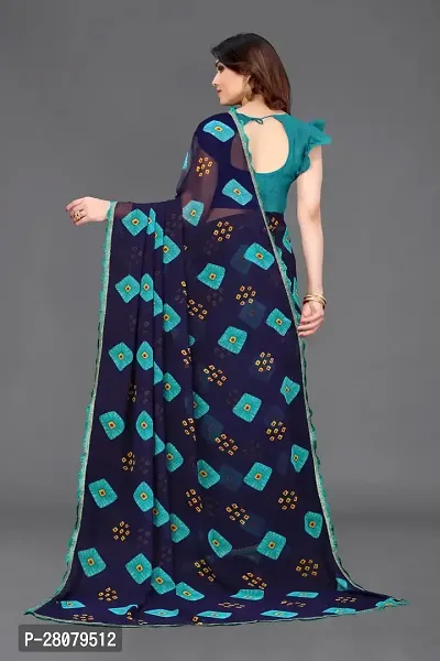 Beautiful Blue Georgette Saree With Blouse Piece For Women-thumb2