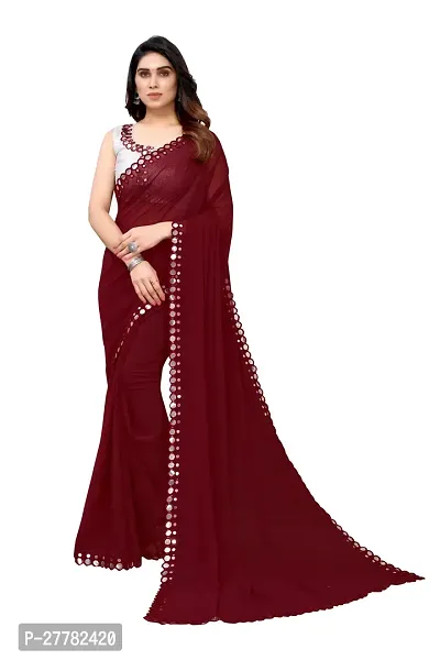 Beautiful Georgette Saree With Blouse Piece For Women-thumb0