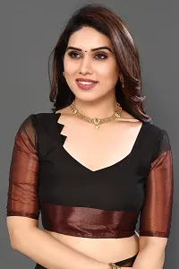 Beautiful Black Chiffon Saree With Blouse Piece For Women-thumb4